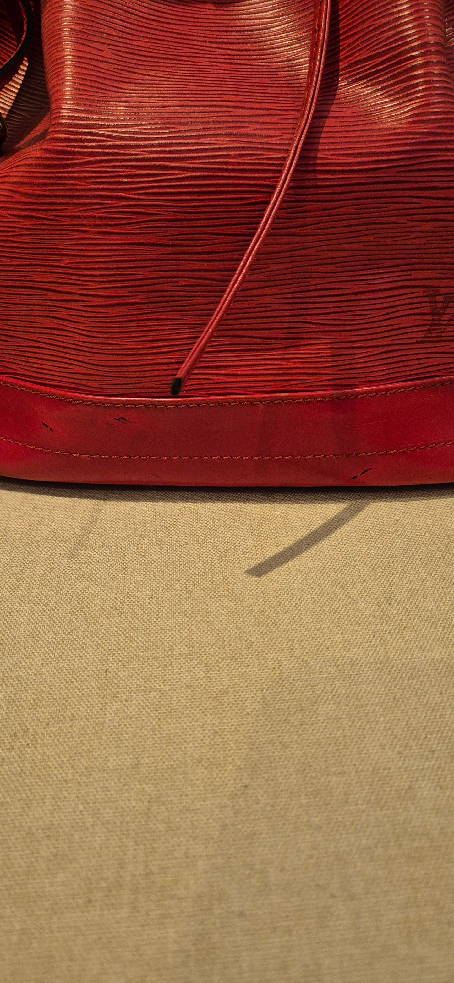 Louis Vuitton Noe Bucket & Drawstring Bag Red Leather epi