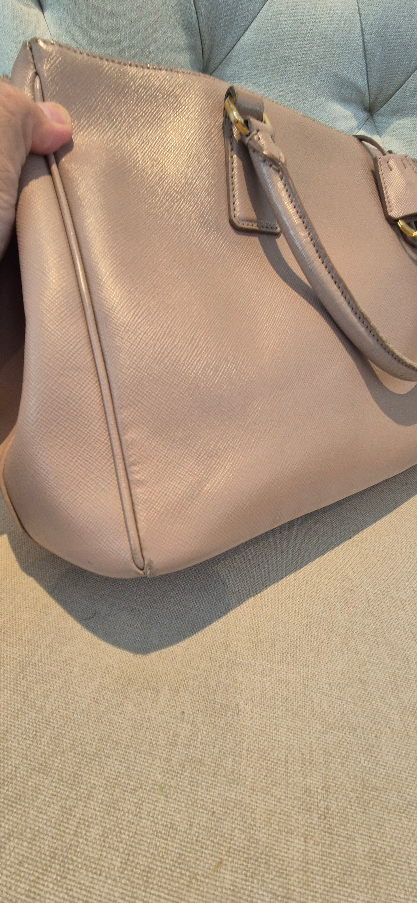 Prada Galleria Saffiano Top Handle Bag In Salmon Pink Saffiano Leather