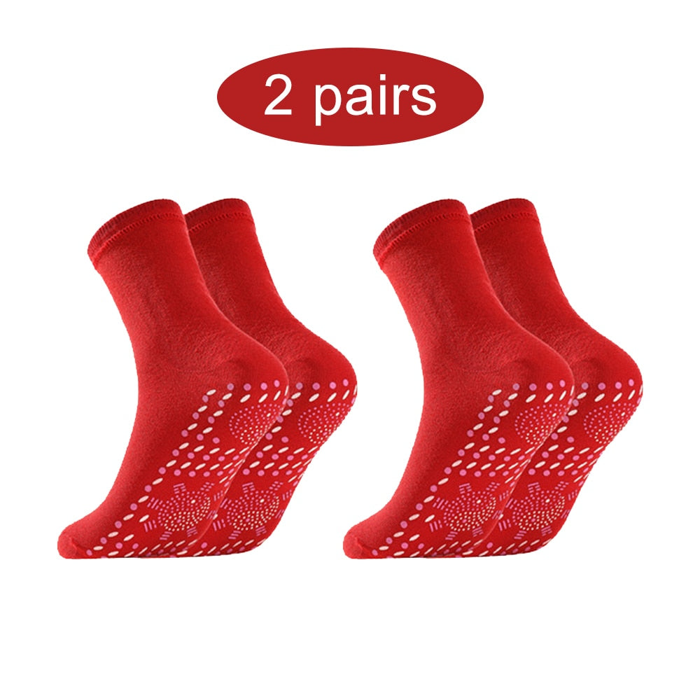 1/2/4Pair Self-heating Socks Men Women Health Warming Fever Sock Non-slip Dot Foot Massage Magnetic Therapy Relieve Tired Winter