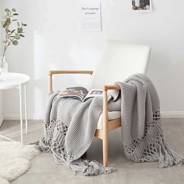 Blankets for Beds Hand-knitted Sofa Blanket Photo Props Tassel Weighted Blanket Air Conditioning Blanket Chunky Knit Blanket