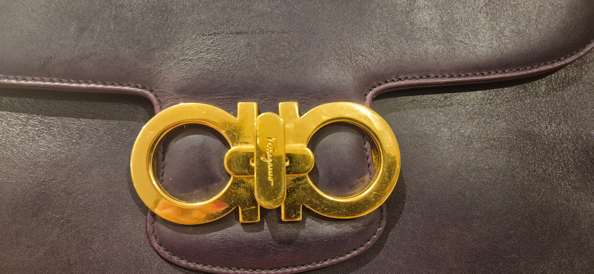 Salvatore Ferragamo Double Gancini Leather Crossbody Bag Pre-owned