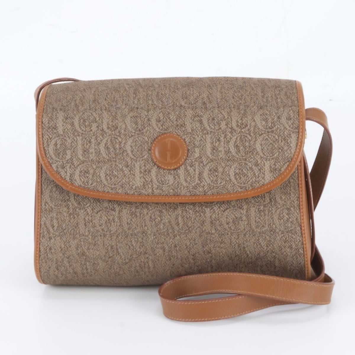 Vintage Gucci Plus Monogram Flap Shoulder Bag Pre-owned
