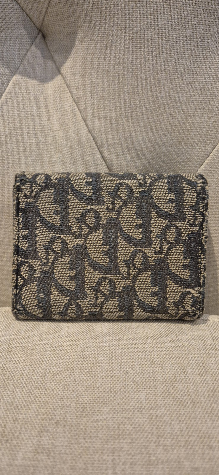 Dior Trotter Canvas Saddle Trifold Wallet Leather Navy