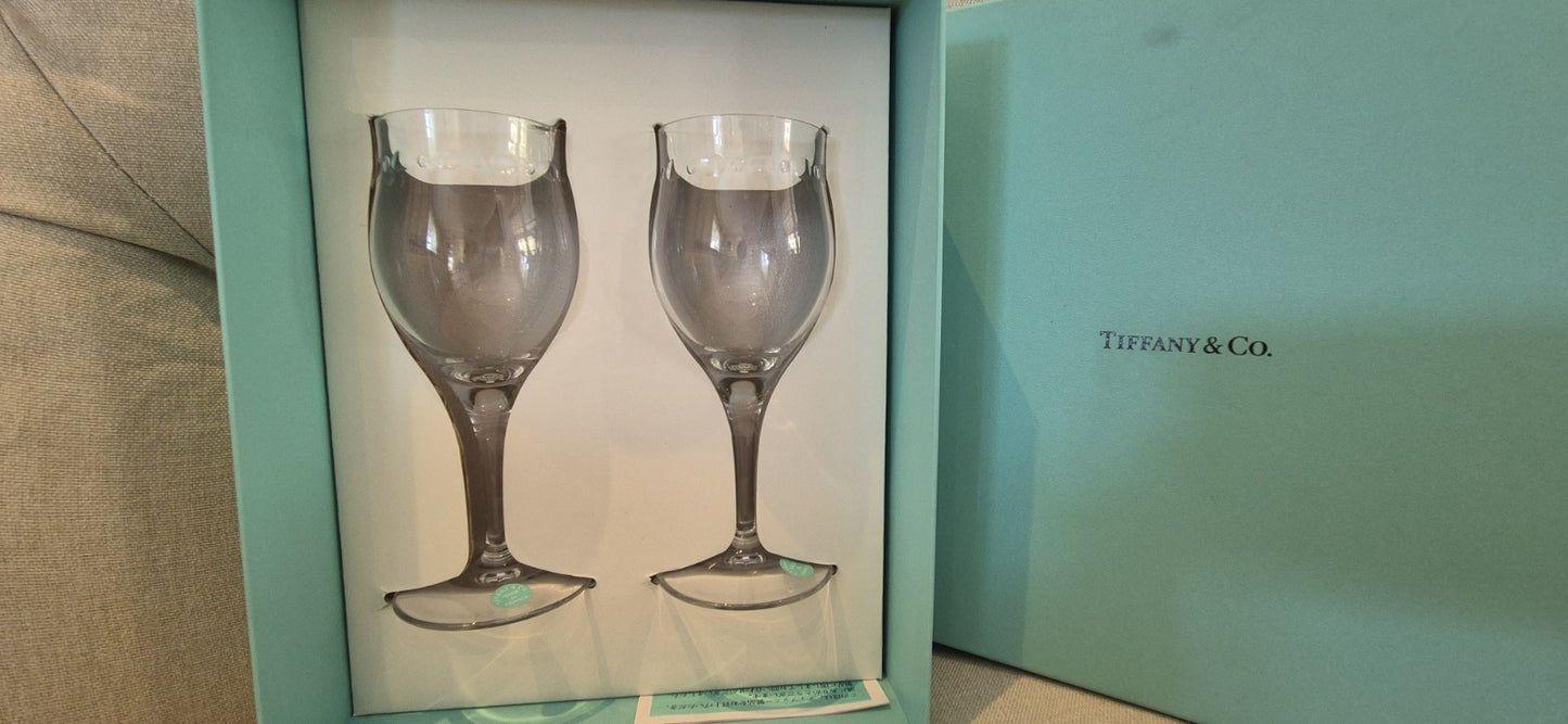 Tiffany & Co. Swing Crystal Wine Glasses Pair Set.