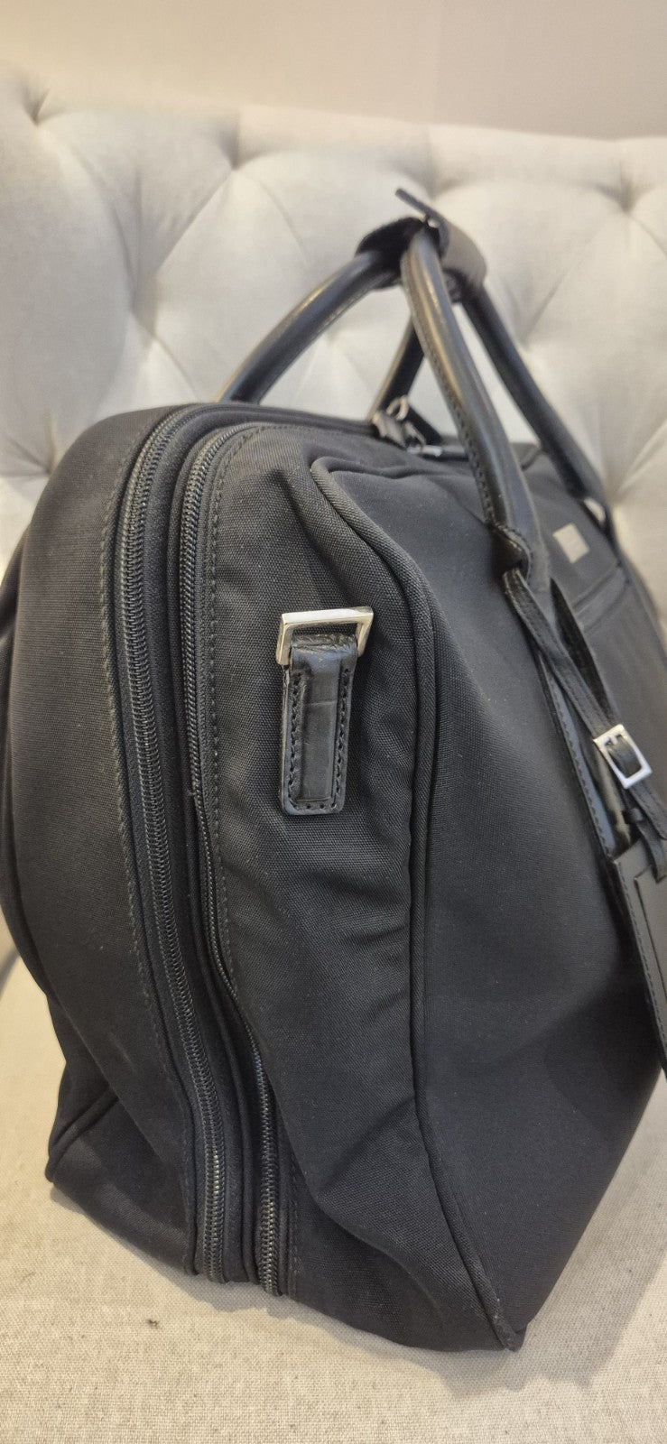 Gucci Black Nylon and Leather Boston Travel Bag with Shoulder Strap