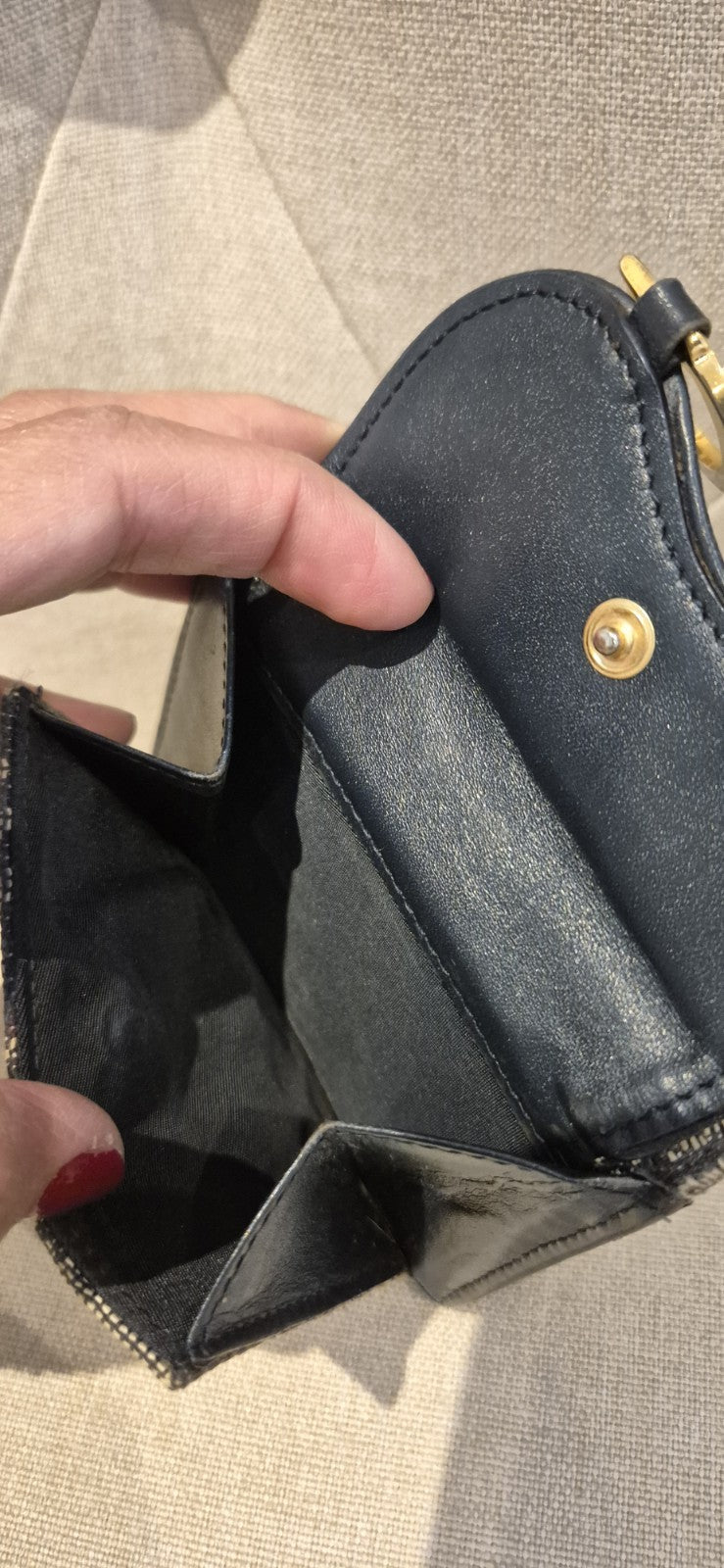 Dior Trotter Canvas Saddle Trifold Wallet Leather Navy