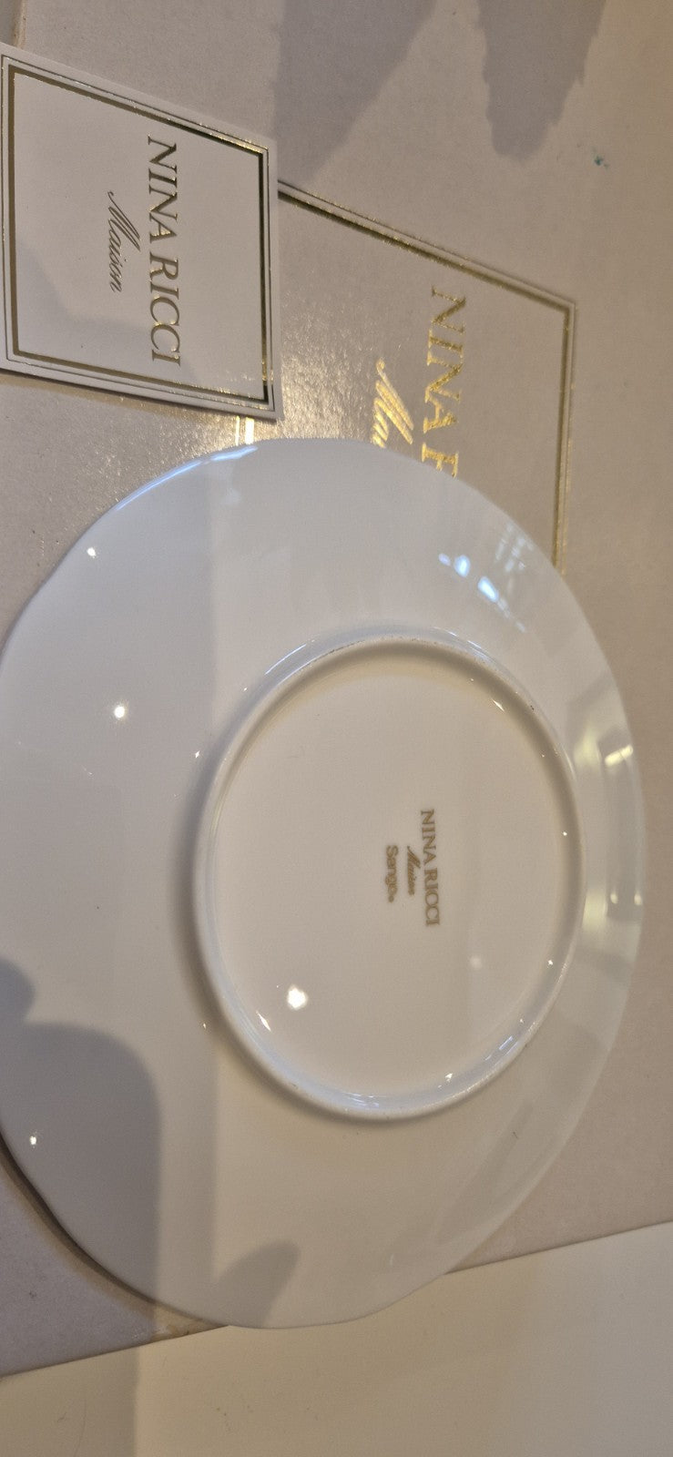 Nina Ricci Porcelain Floral Bread Plate Set of 4 Vintage Boxed Unused
