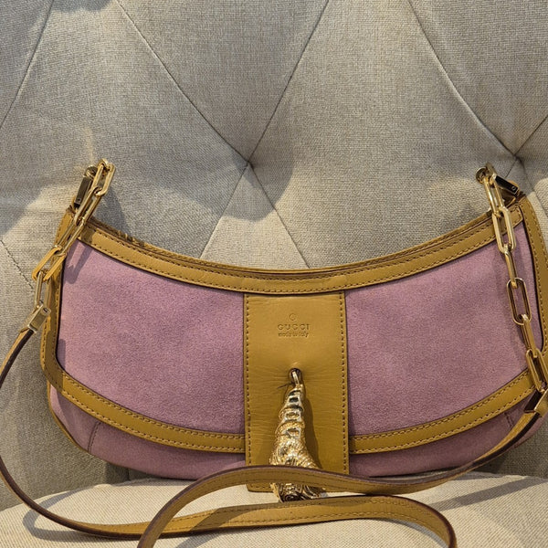 Gucci Unicorn Tom Ford Era Pink Suede Sling Bag Lion Head Rare Y2K