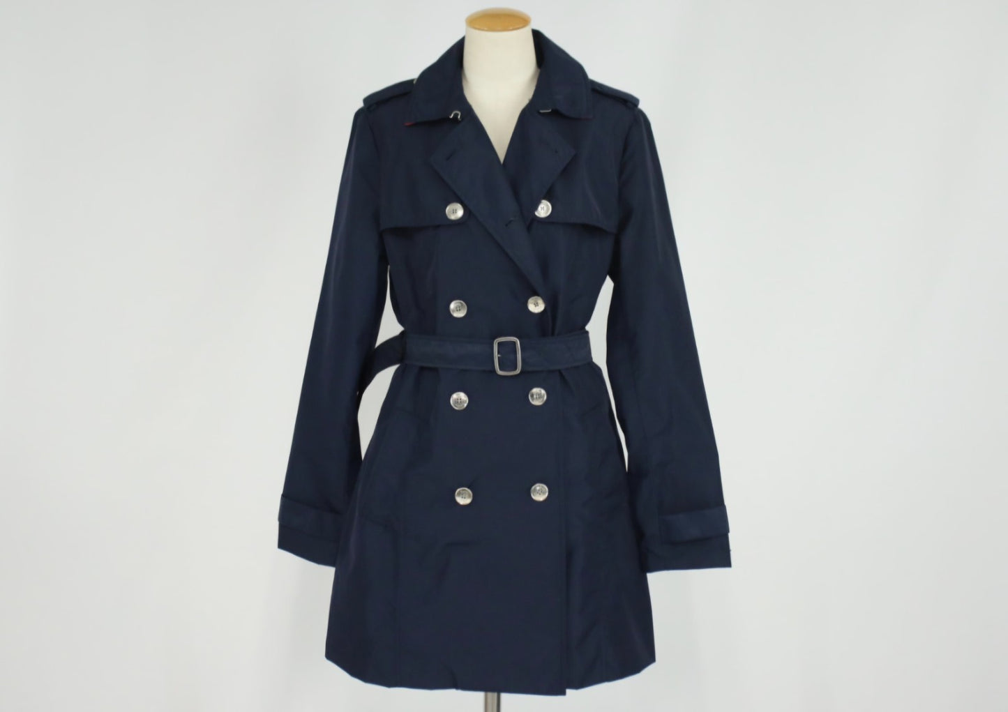 Tommy Hilfiger Women's Navy Blue Double-breasted Trench Coat