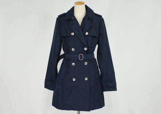 Tommy Hilfiger Women's Navy Blue Double-breasted Trench Coat