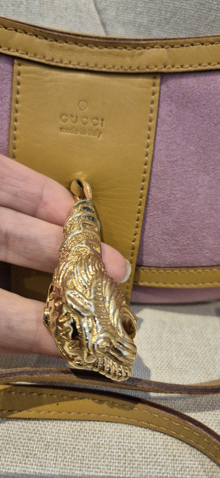 Gucci Unicorn Tom Ford Era Pink Suede Sling Bag Lion Head Rare Y2K