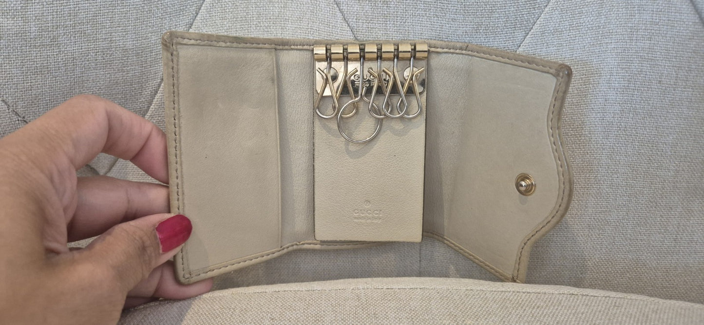 Gucci GG Canvas Interlocking G 6-Ring Key Case Vintage