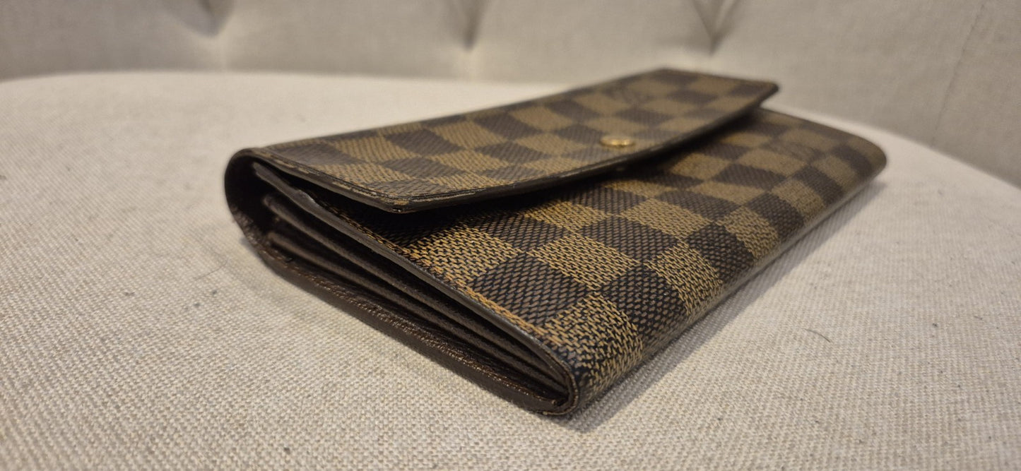 Louis Vuitton Damier Portefeuille Sarah Long Wallet N63209 Ebene Women's