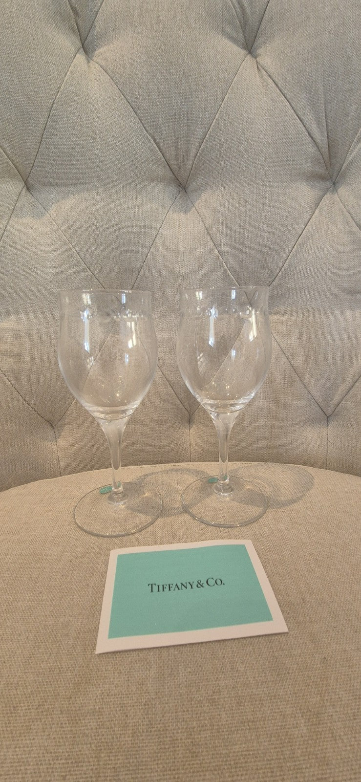 Tiffany & Co. Swing Crystal Wine Glasses Pair Set.