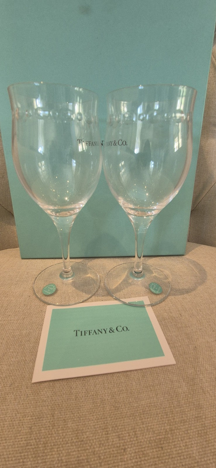 Tiffany & Co. Swing Crystal Wine Glasses Pair Set.