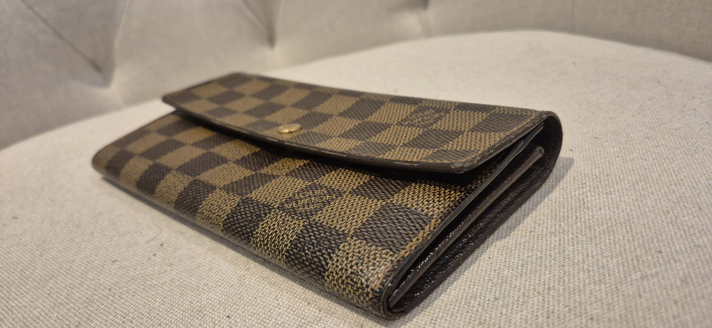 Louis Vuitton Damier Portefeuille Sarah Long Wallet N63209 Ebene Women's