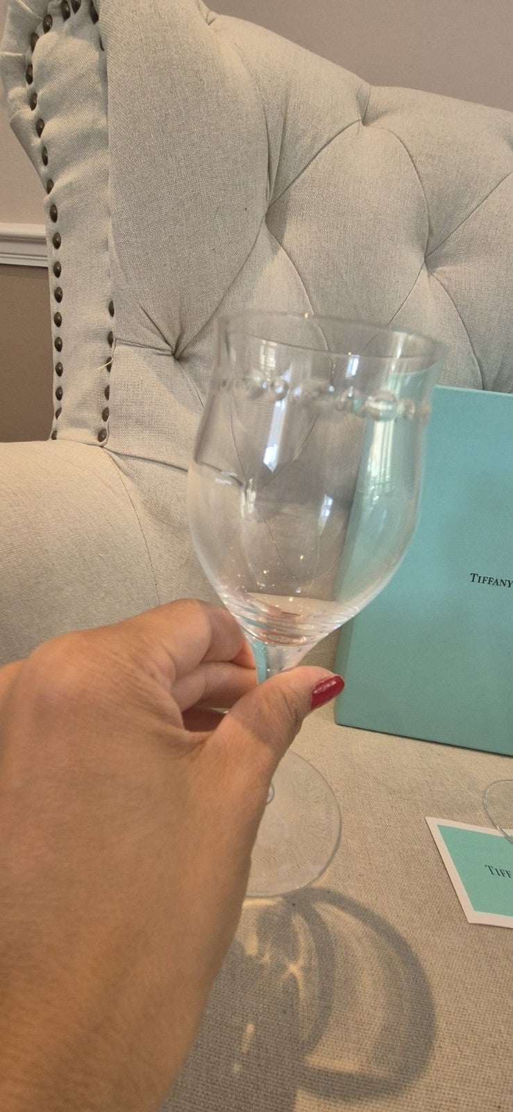 Tiffany & Co. Swing Crystal Wine Glasses Pair Set.