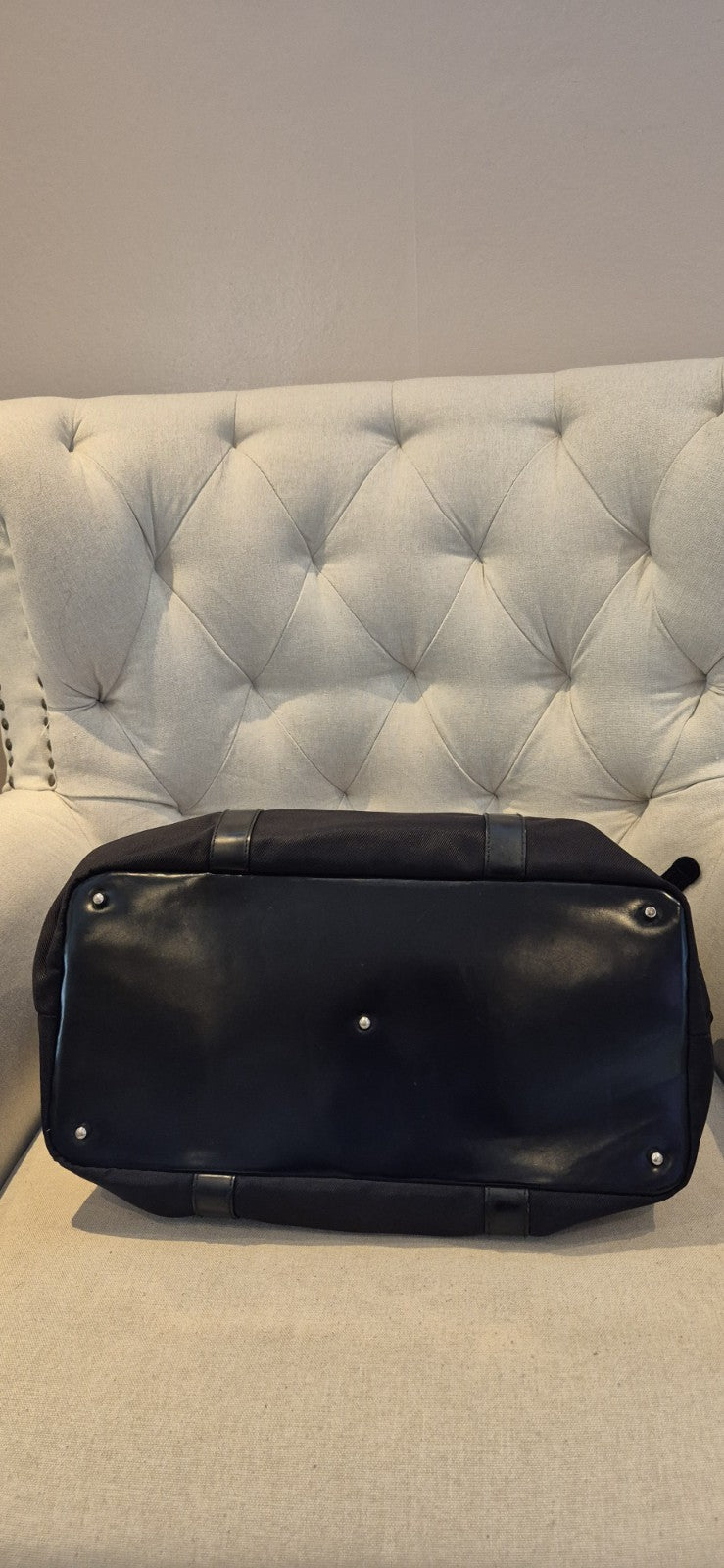 GUCCI Bamboo Tote Bag Nylon Leather Black Large Size Travel Bag