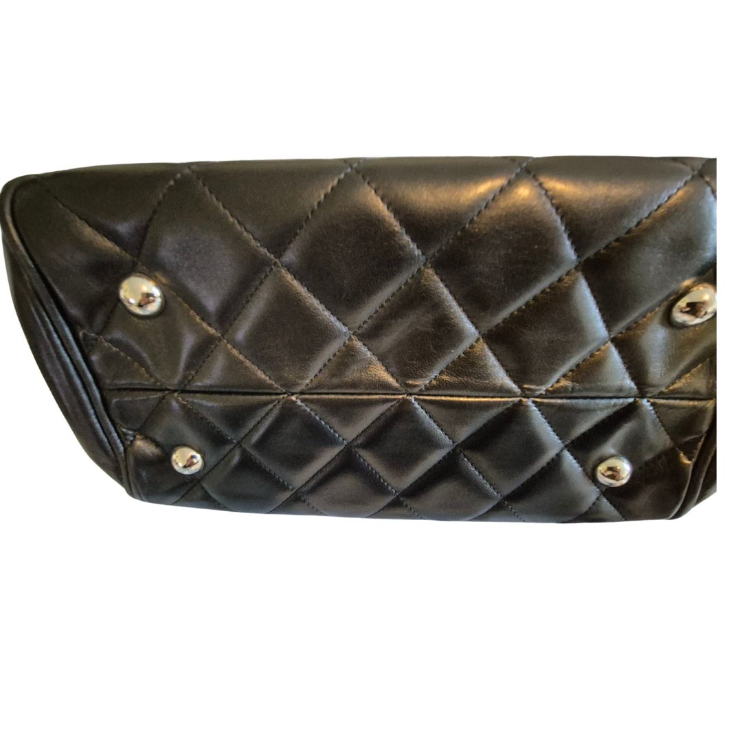 CHANEL Matelasse Black Leather Small CC Crown Tote