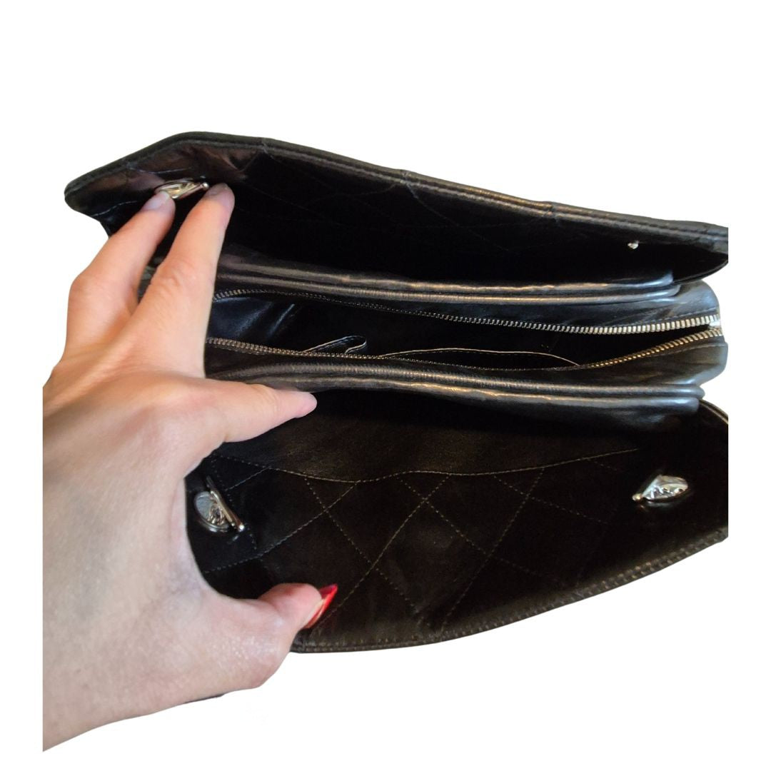 CHANEL Matelasse Black Leather Small CC Crown Tote