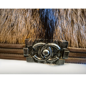 CHANEL BOY Bag in brown leather and goat hair small