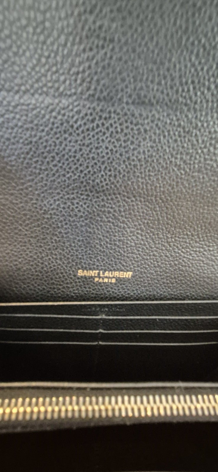 Saint Laurent (YSL) Monogram Grain de Poudre Wallet With Unbranded Chain