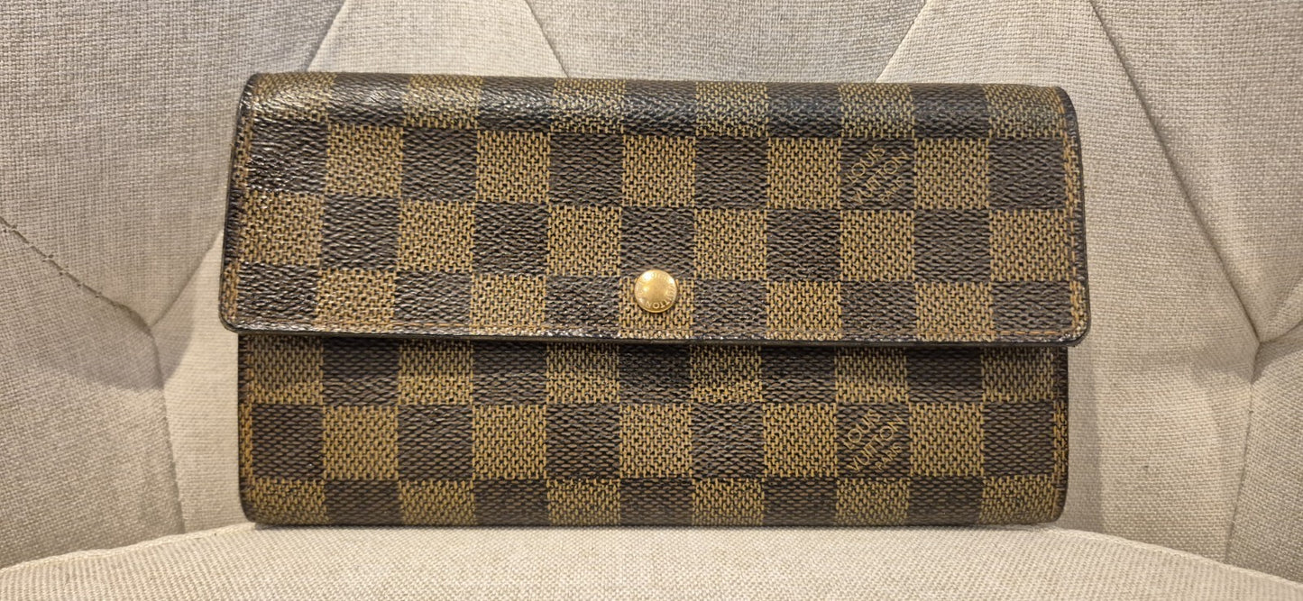 Louis Vuitton Damier Portefeuille Sarah Long Wallet N63209 Ebene Women's