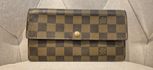 Louis Vuitton Damier Portefeuille Sarah Long Wallet N63209 Ebene Women's