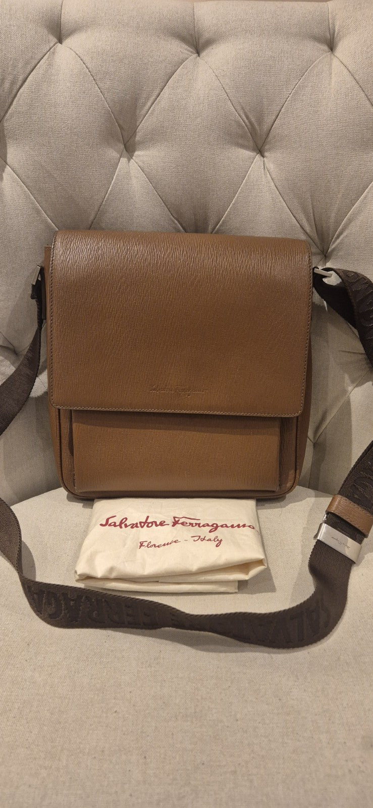 Salvatorre Ferragamo Mens Sling/crossbody Bag Brown Leather