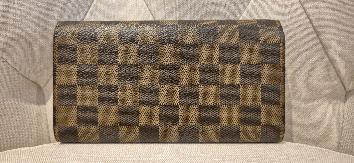 Louis Vuitton Damier Portefeuille Sarah Long Wallet N63209 Ebene Women's