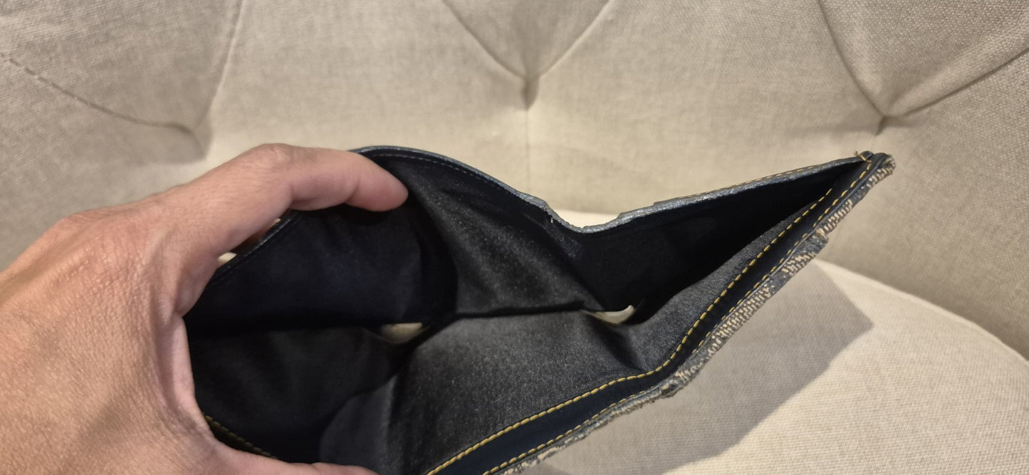 Dior Trotter Canvas Saddle Trifold Wallet Leather Navy