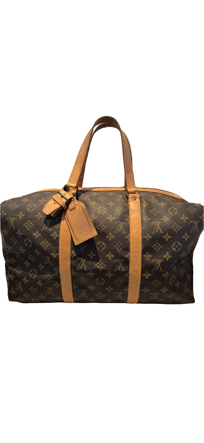 Louis Vuitton Sac Souple 45 Duffle Bag, Brown Canvas Leather Monogram