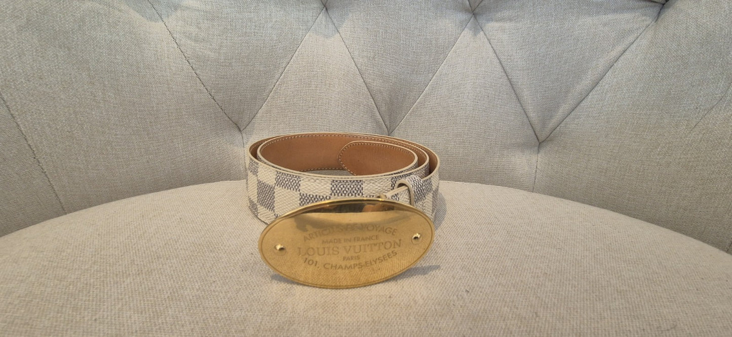 Louis Vuitton Damier Azur Voyage Inventeur Belt  80/32