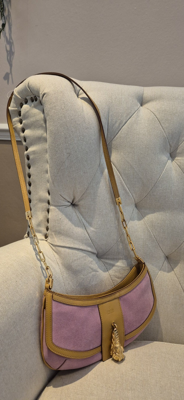 Gucci Unicorn Tom Ford Era Pink Suede Sling Bag Lion Head Rare Y2K