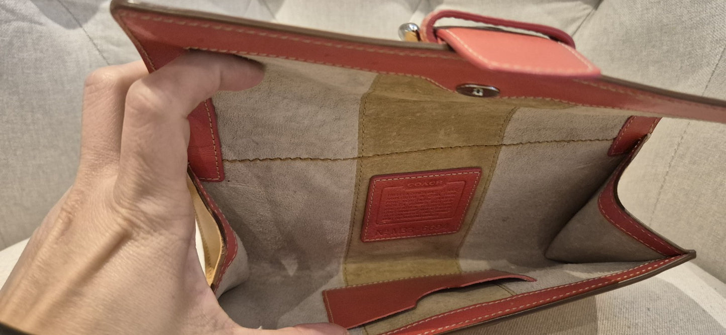 Authentic Coach Leather Buckle Wristlet Wallet Brown