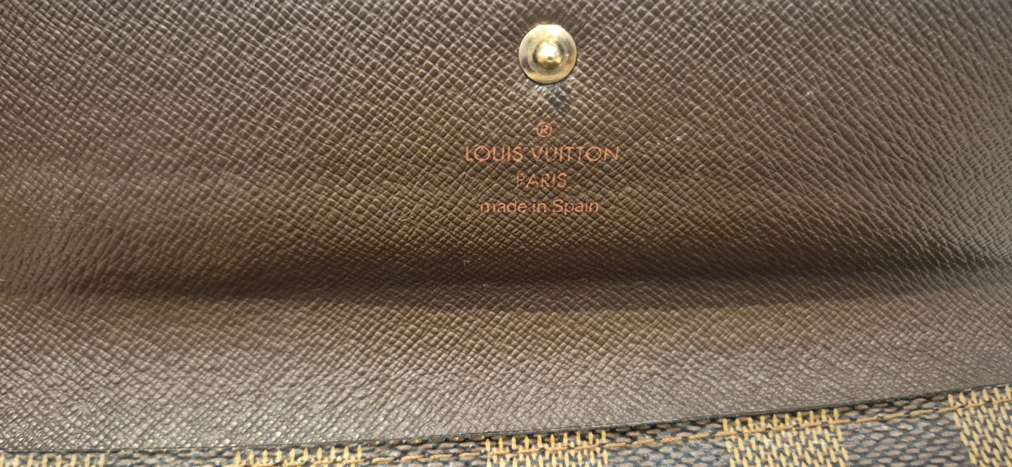 Louis Vuitton Damier Portefeuille Sarah Long Wallet N63209 Ebene Women's