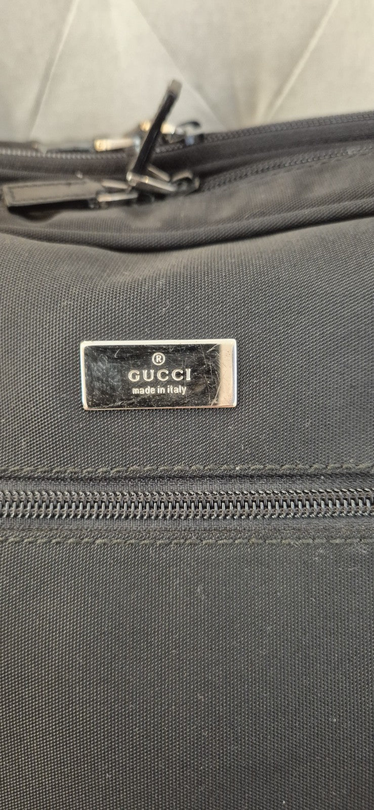 Gucci Black Nylon and Leather Boston Travel Bag with Shoulder Strap