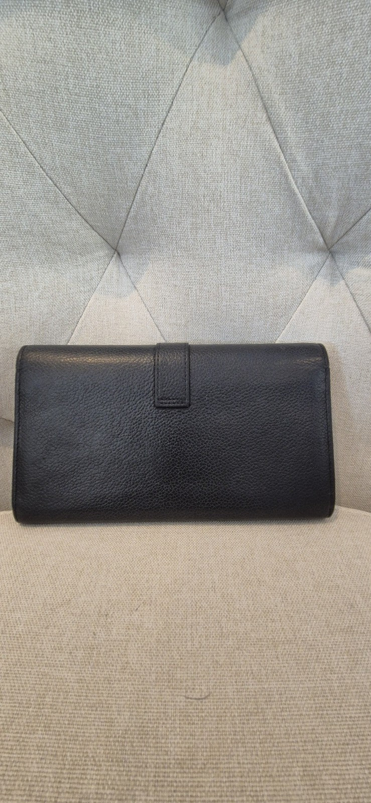 Saint Laurent (YSL) Monogram Grain de Poudre Wallet With Unbranded Chain