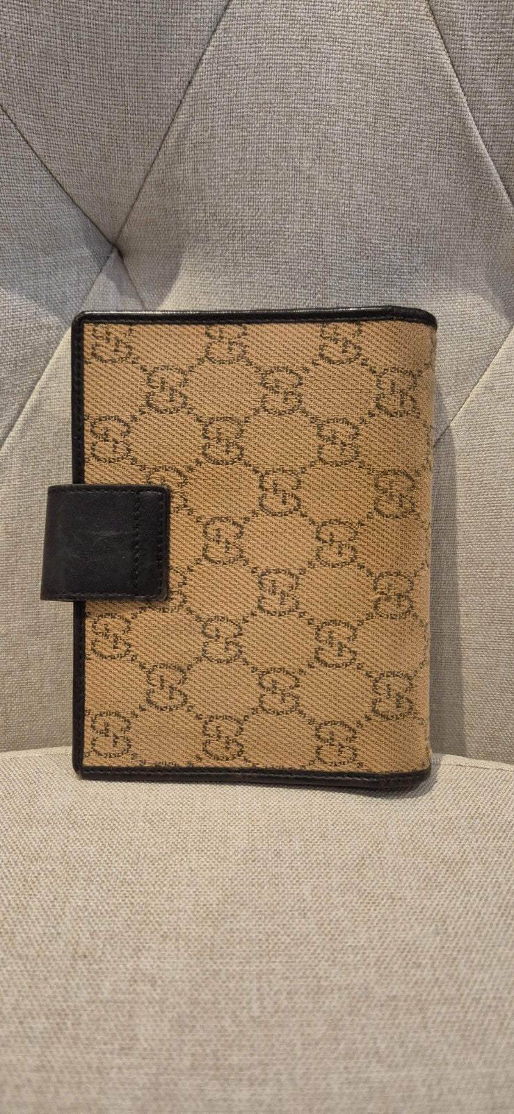GucciBeige/Ebony GG Canvas Small Agenda Notebook