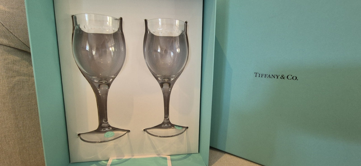 Tiffany & Co. Swing Crystal Wine Glasses Pair Set.