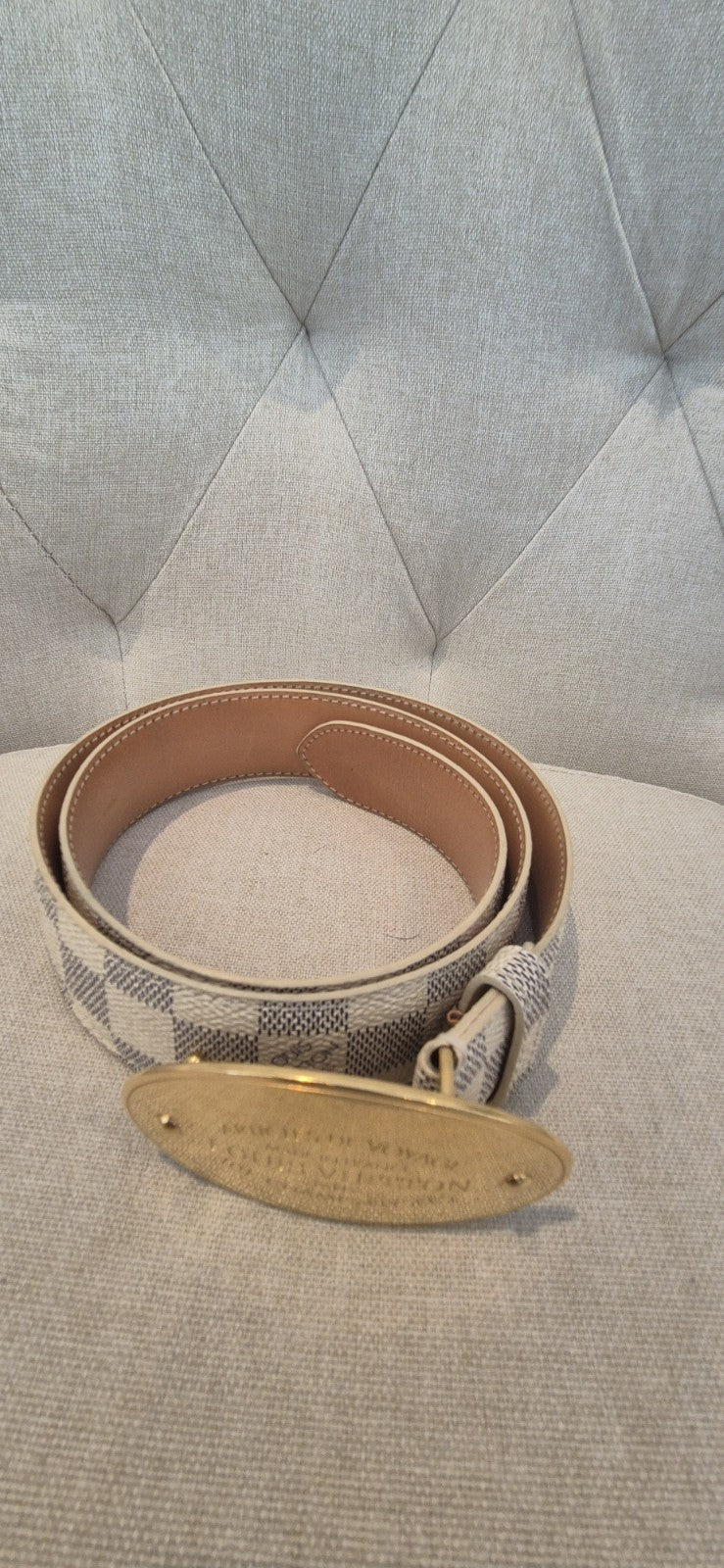 Louis Vuitton Damier Azur Voyage Inventeur Belt  80/32