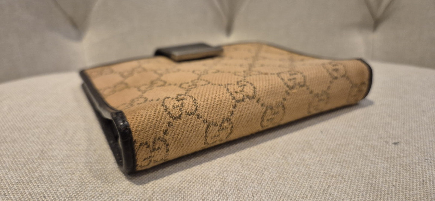 GucciBeige/Ebony GG Canvas Small Agenda Notebook