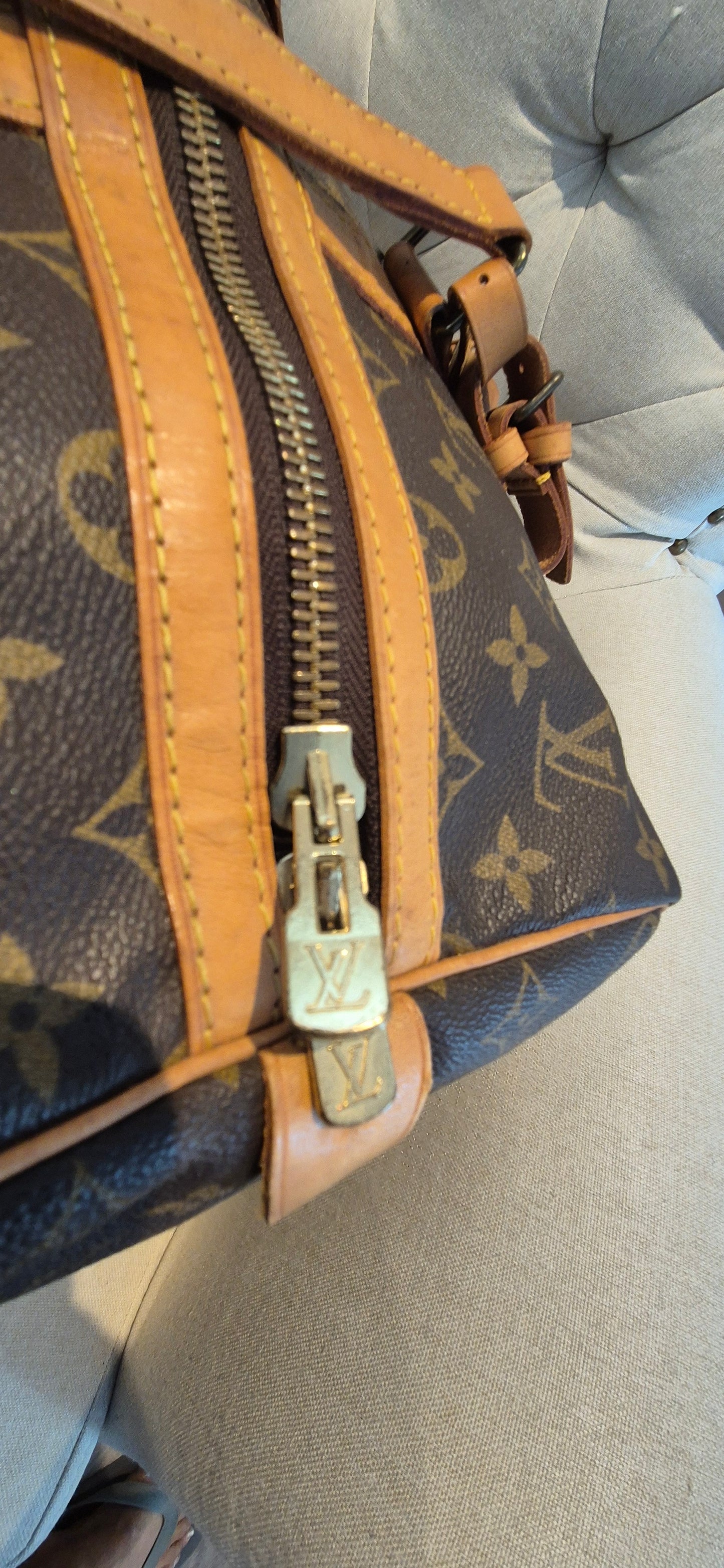 Louis Vuitton Sac Souple 45 Duffle Bag, Brown Canvas Leather Monogram