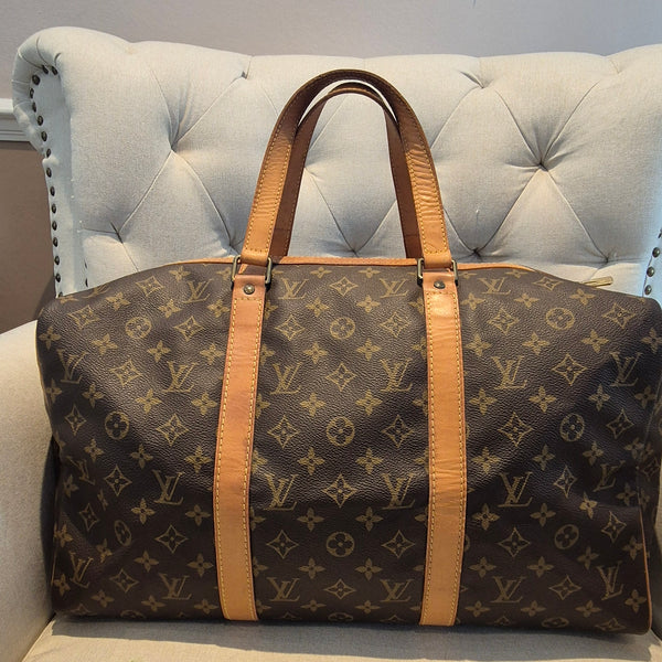 Louis Vuitton Sac Souple 45 Duffle Bag, Brown Canvas Leather Monogram