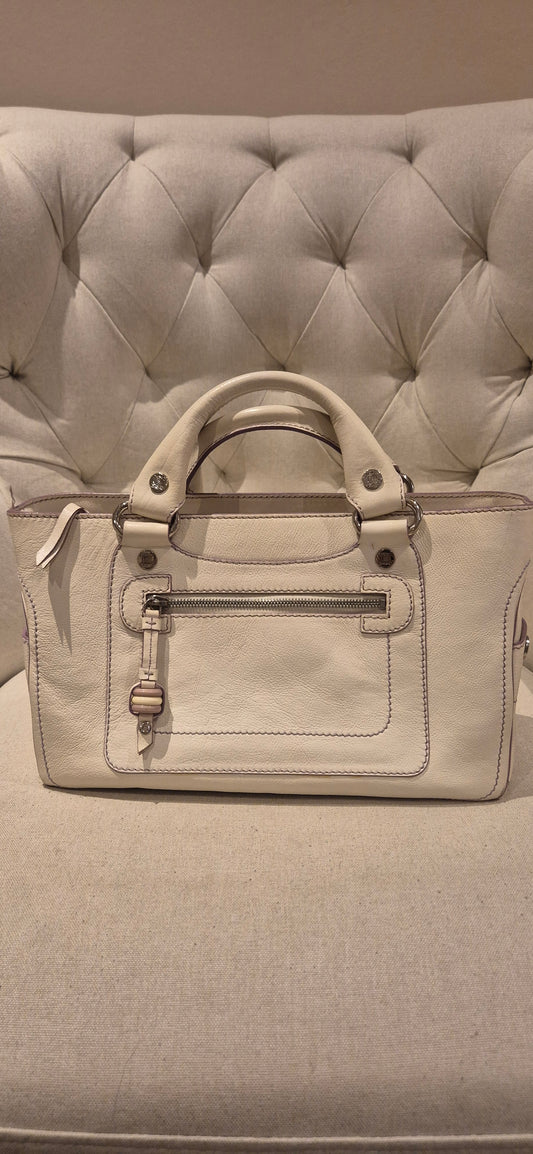 Celine White Leather Boogie Tote