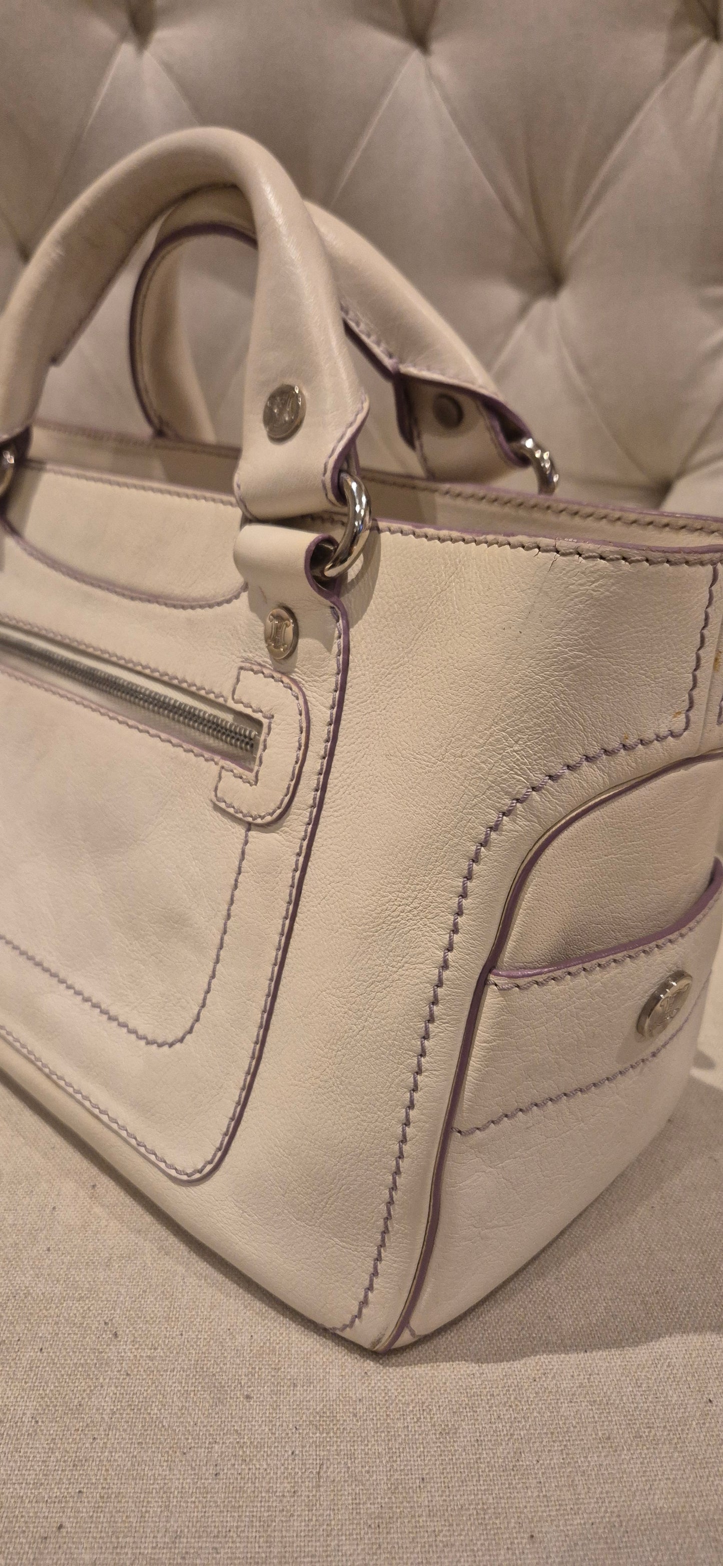Celine White Leather Boogie Tote