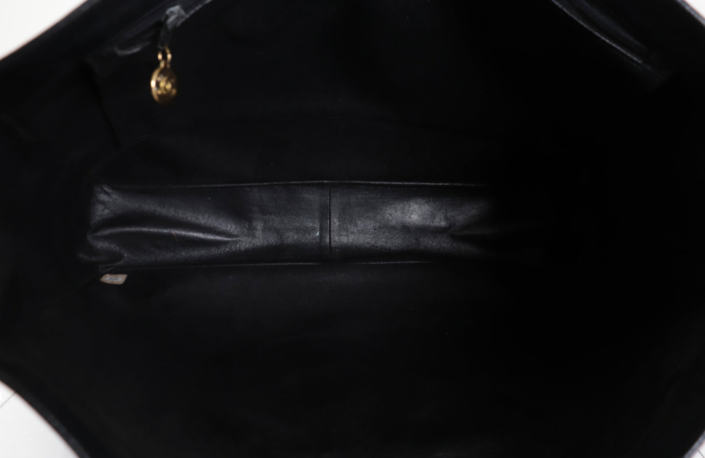 Chanel Large CC Logo Leather Shopping Tote Black Gold Chain Strap Vintage