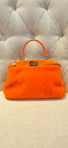 Fendi Peekaboo Mini Orange Shearling Handbag