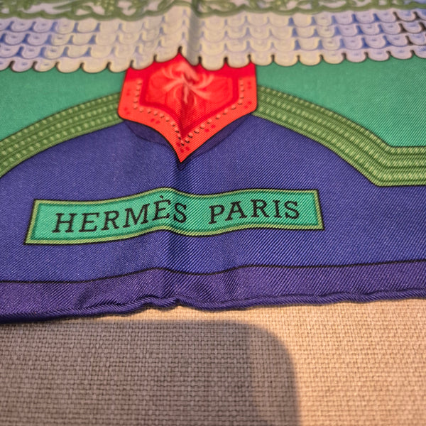 Hèrmes Carre Silk Scarf RARE Hommage a l'Amtiè Franco-Hellenique By Julia Abadie