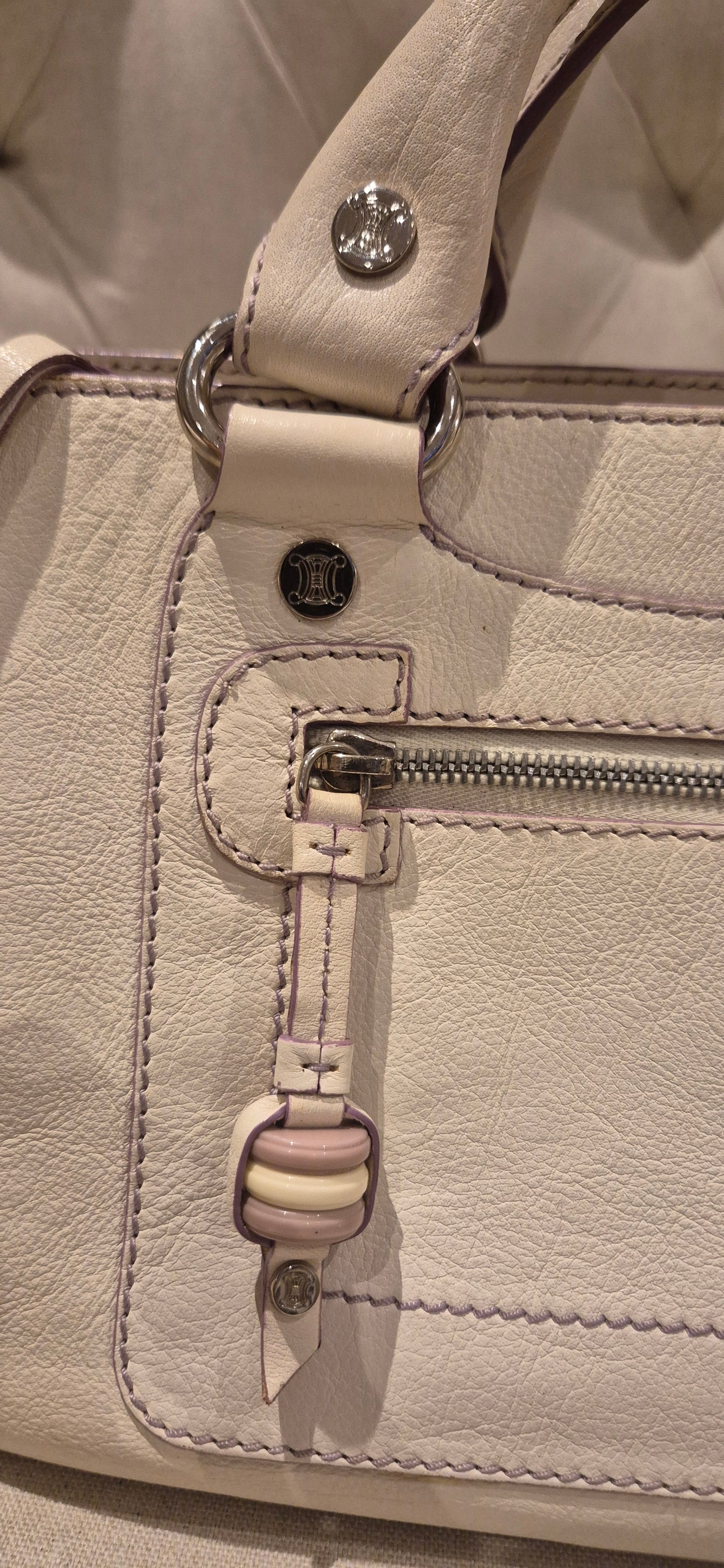 Celine White Leather Boogie Tote